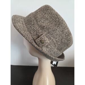 New Epoch Hats Co Wool Fedora Brown Herringbone Size XL Adjustable